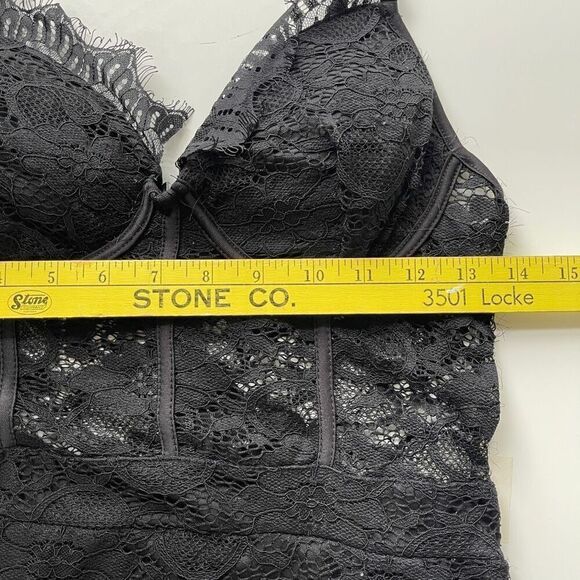 Haute Monde Women Allover Lace Sweetheart Corset Bodycon Mini Dress Black Medium - Picture 7 of 12